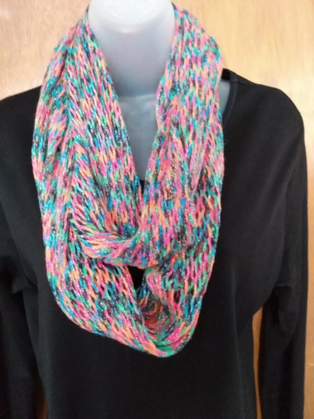 Scarf Women Infinity Circle Hoodie Preppy Multi-Colors With Shimmer